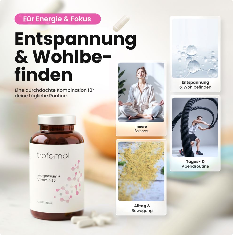 TROFOMOL Magnesium + Vitamin B6, Immun & Nervensystem, ohne künstliche Zusatzstoffe