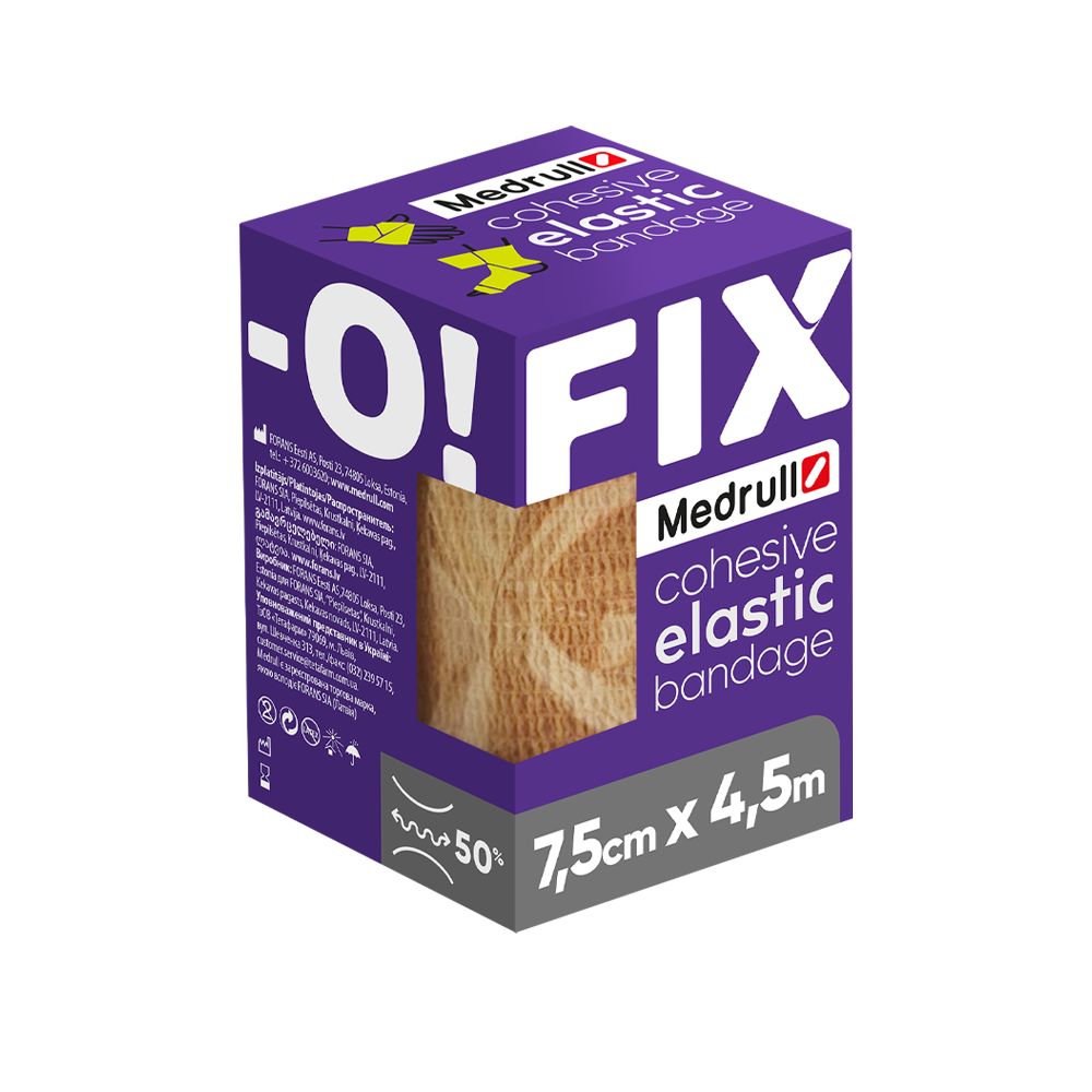 Fix-O selbsthaftende, elastische Bandage 7,5cm x 4,5m, latexfrei, hautfarben