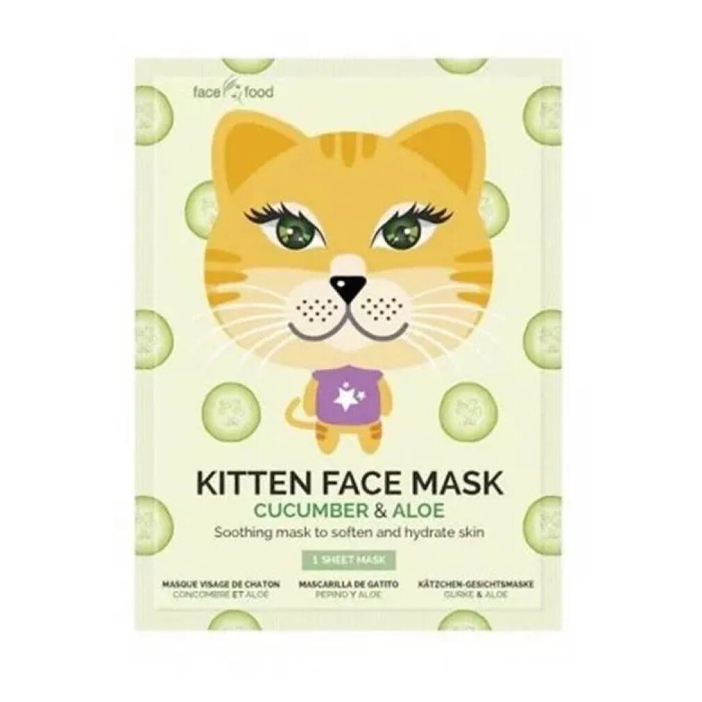 Kätzchen Gesichtsmaske mit Gurke & Aloe. Beruhigende Maske zur Erweichung und Hydratisierung der Haut.