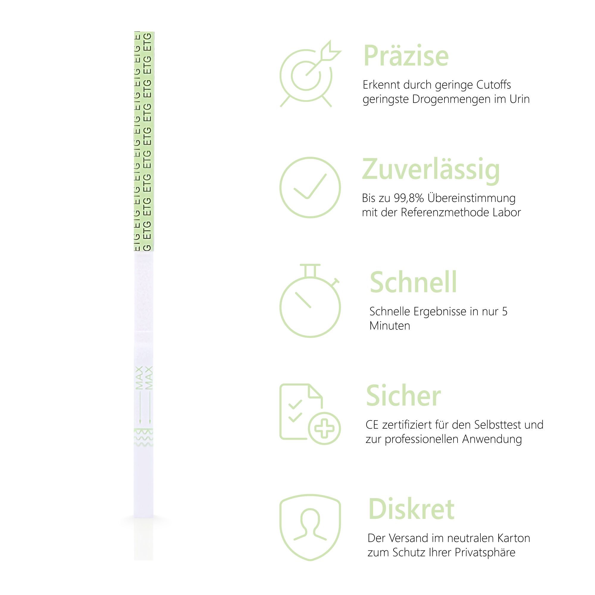 10x LuxmedIQ Alkoholtest - Ethylglucuronid (ETG) Urin Schnelltest - Cutoff 500 ng/mL