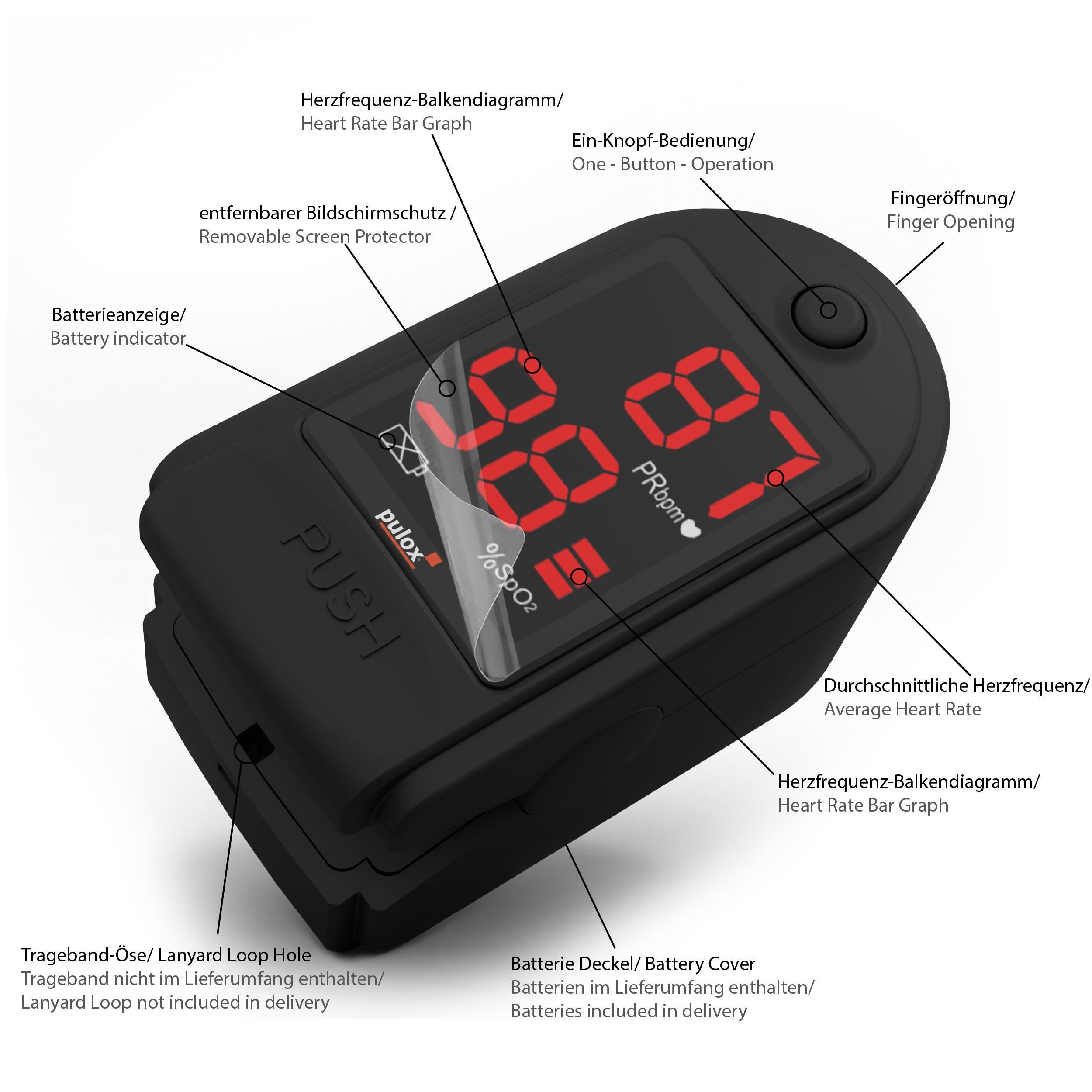 Pulox PO-100 Solo - Finger-Pulsoximeter - Schwarz