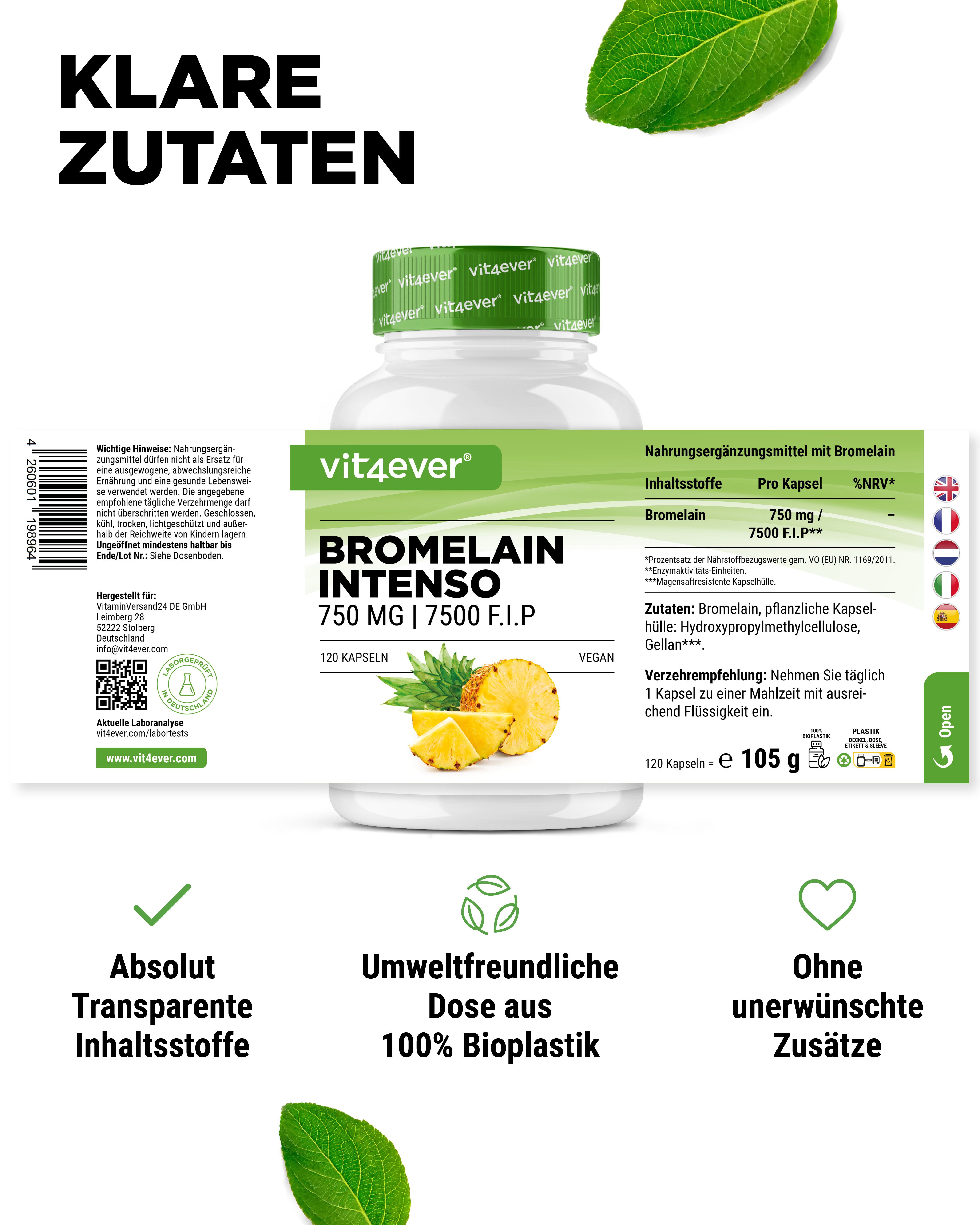 vit4ever Bromelain Intenso 7500 F.I.P