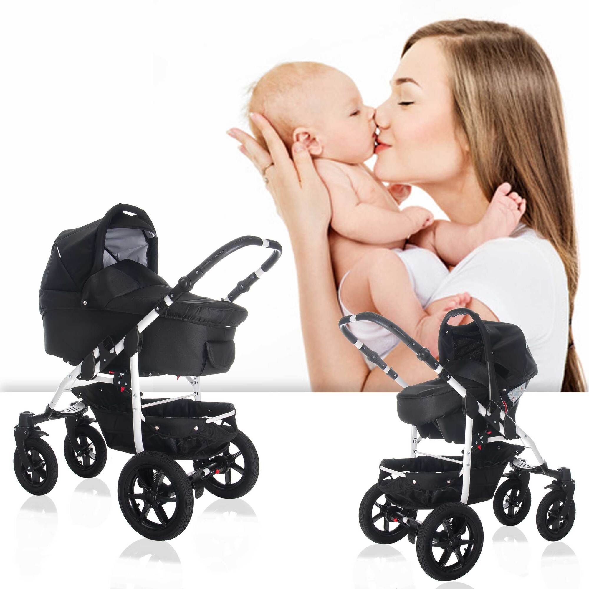Bebebi Sidney 4 in 1 Kinderwagen Komplettset ISOFIX Basis Hartgummireifen, Perth