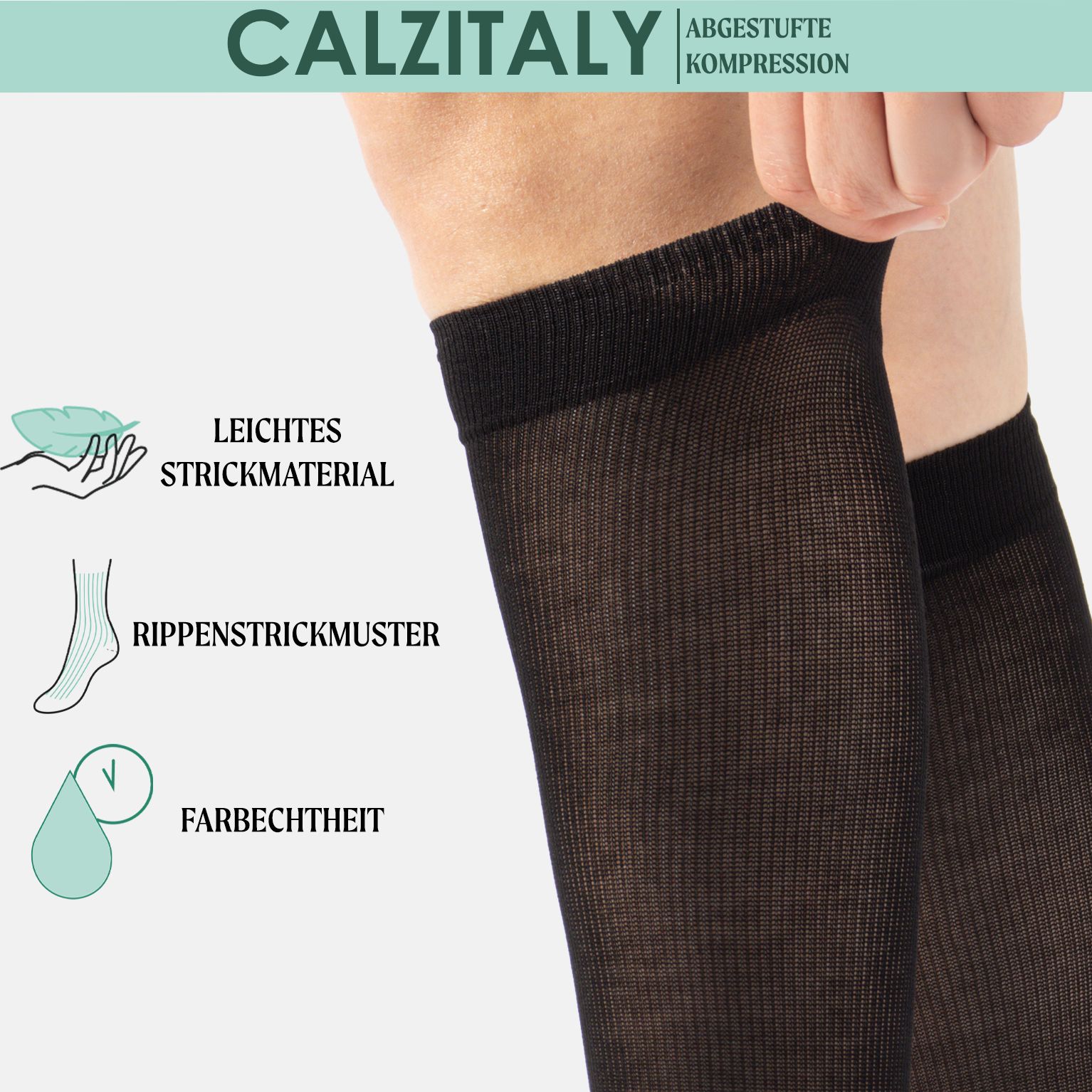 CALZITALY Kniestrumpfe aus Fil d’Écosse mit Abgestufter Kompression 14-16 mm/Hg
