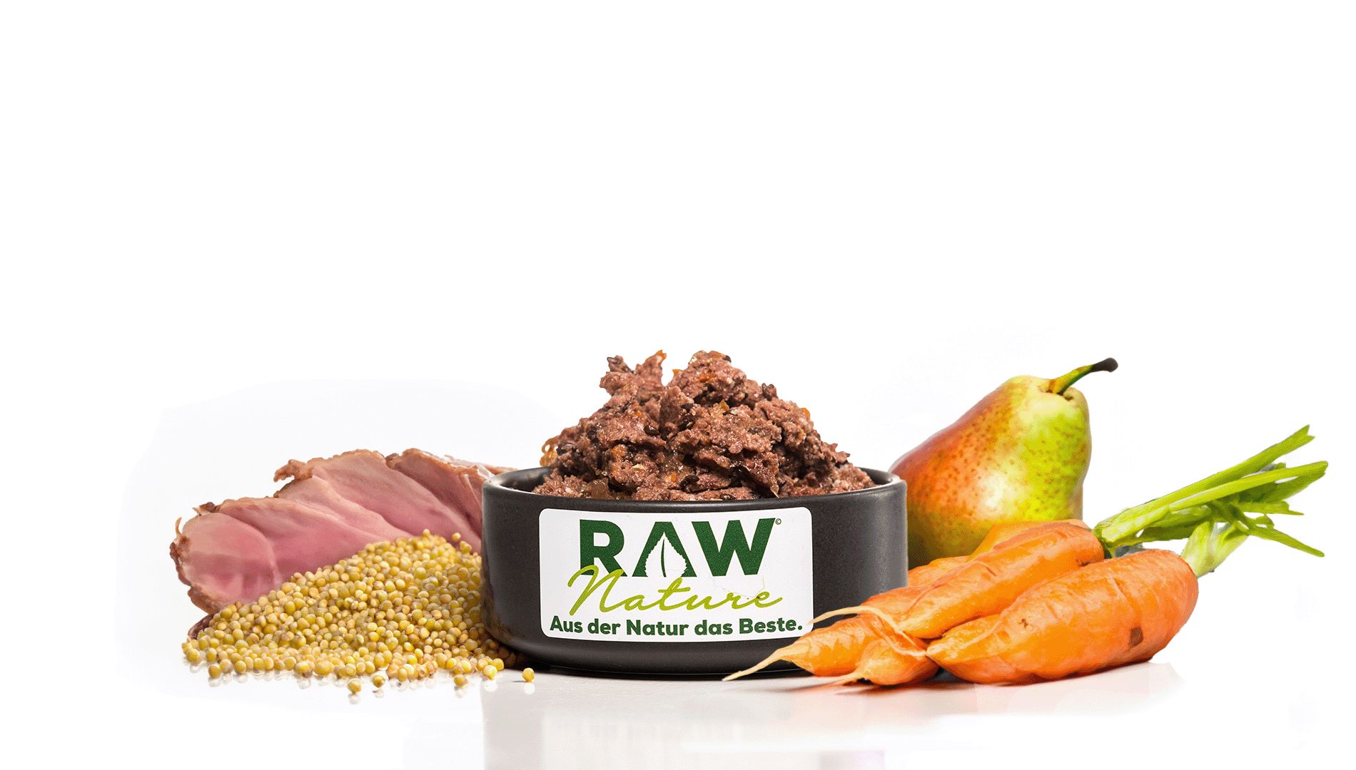 RAW Nature Nassfutter Ente Pur mit Hirse & Birne, getreidefrei