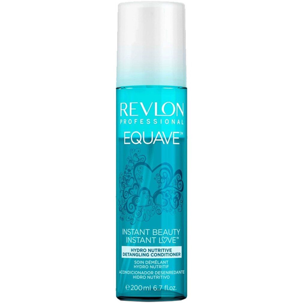 Türkisfarbene Flasche mit silbernem Deckel. Revlon EQUAVE Instant Beauty Detangling Conditioner. 200 ml.