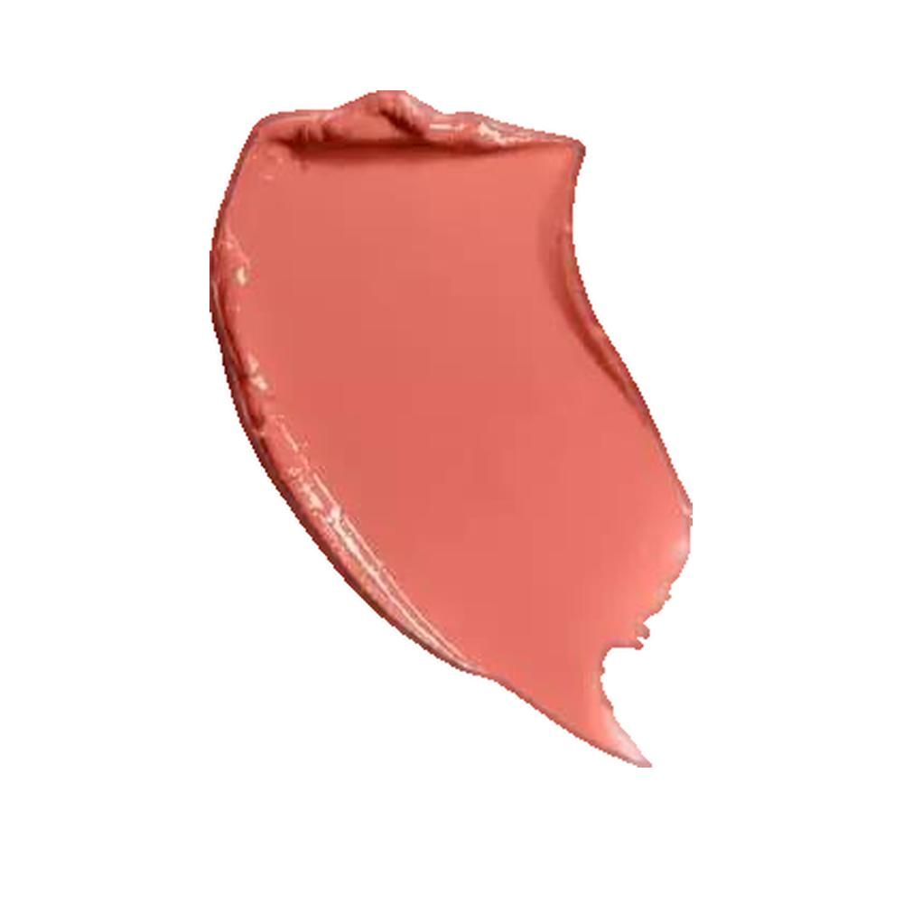 Pfirsichfarbener Lippenstift-Swirl auf weißem Hintergrund.