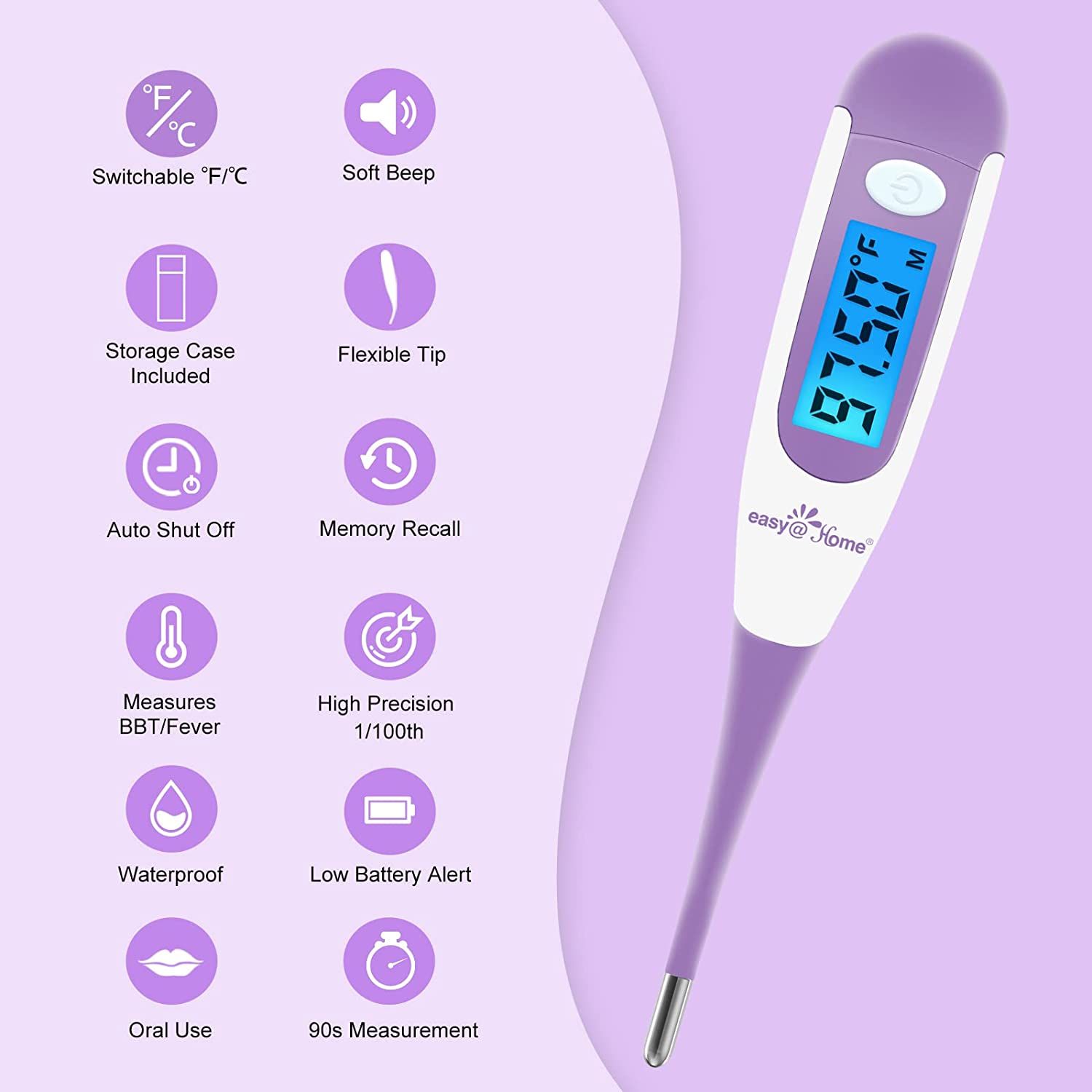 Easy@Home Basalthermometer Fruchtbarkeitsthermometer Ovulationstest zur Zykluskontrolle und Eisprung