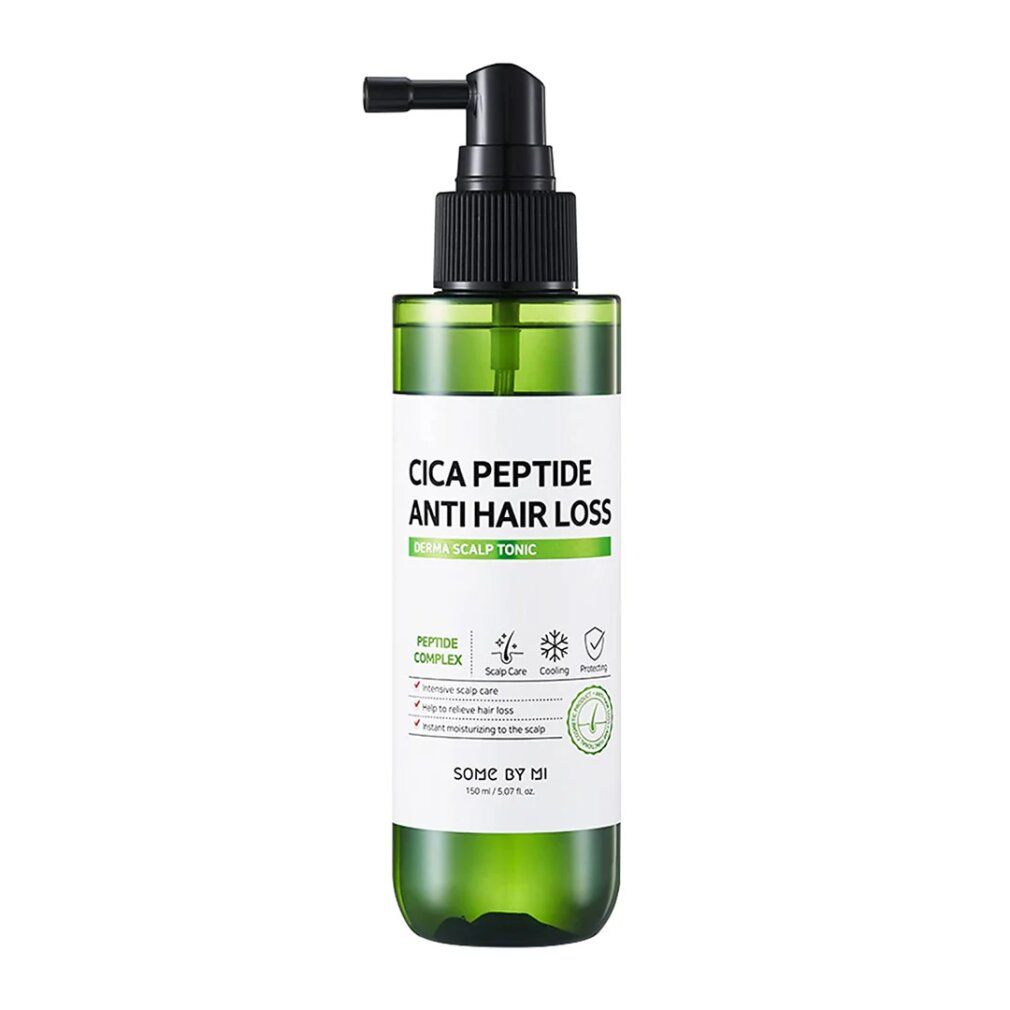 Grüne Flasche mit Pumpspender: CICA PEPTIDE ANTI HAIR LOSS Scalp Tonic.