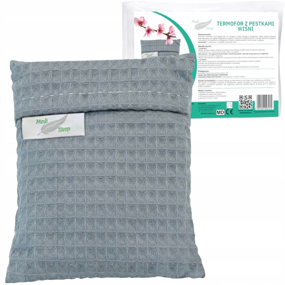 Medi Sleep Kirschkernkissen 13 x 16 cm für Wärme- und Kälteanwendungen, Dunkelblau/Grau 1 St