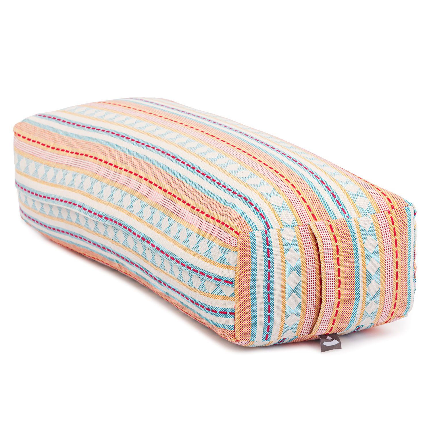 Ethno Collection: Salamba (rechteckig) Yoga-Bolster, Jacquard, apricot-hellblau gem., Dinkelhülsen