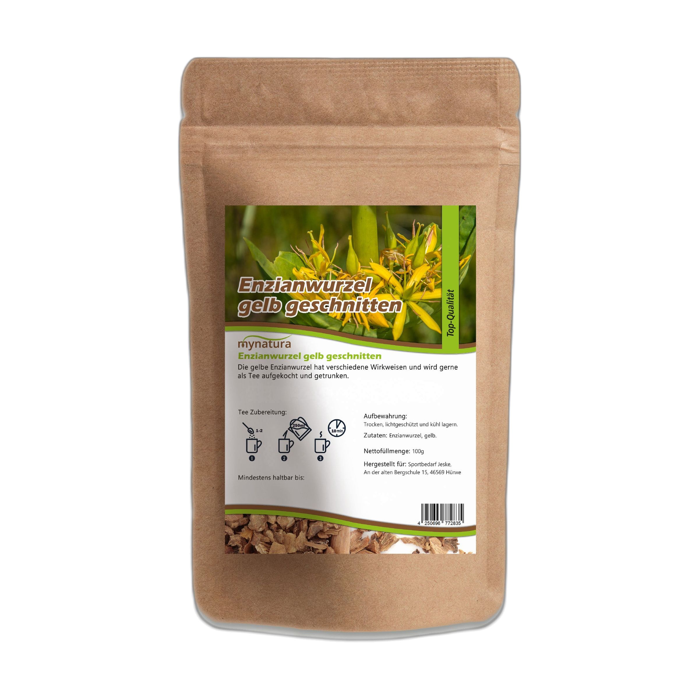 Mynatura Getrocknete und geschnittene gelbe Enzianwurzel 100 g