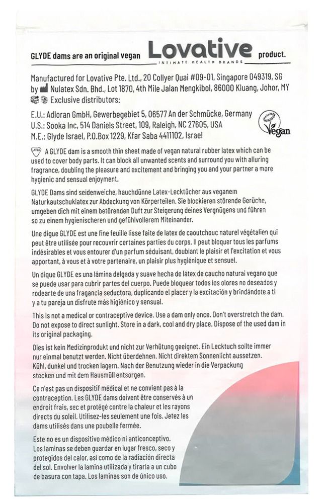 Rückseite einer Verpackung mit Text. Enthält Informationen zu Inhaltsstoffen, Gebrauchsanweisung und Hersteller.
