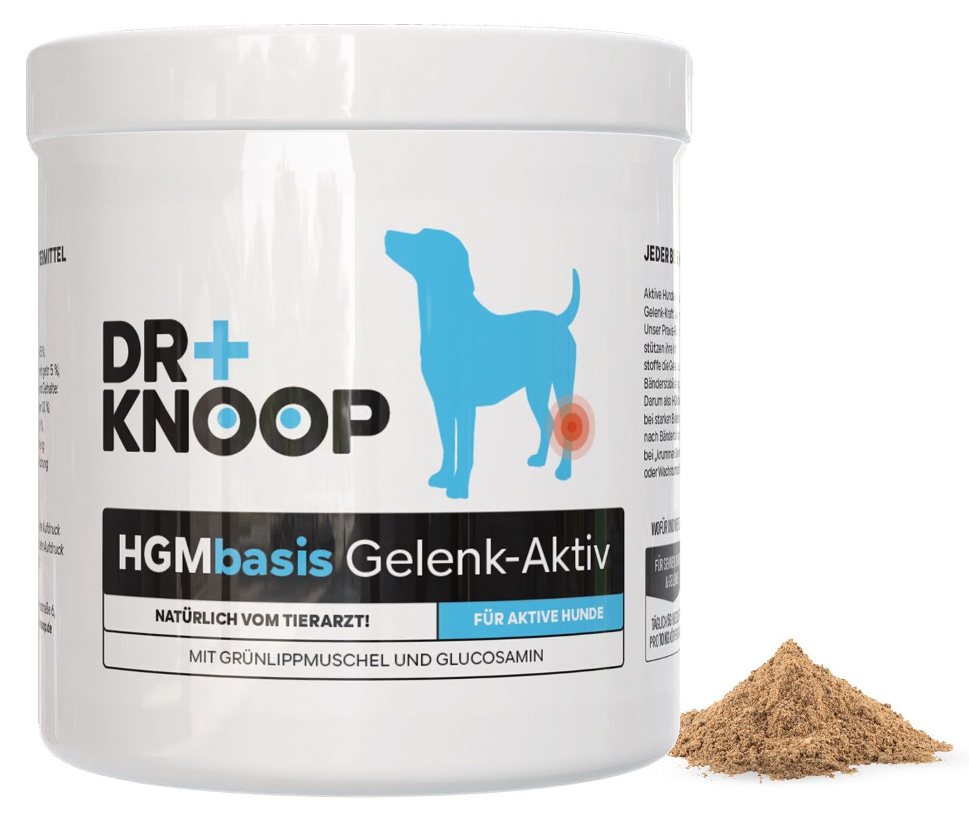 HGM Gelenkpulver aktiv Hunde, stärkt Gelenke durch Grünlippmuschel + Glucosamin, HGM 500g