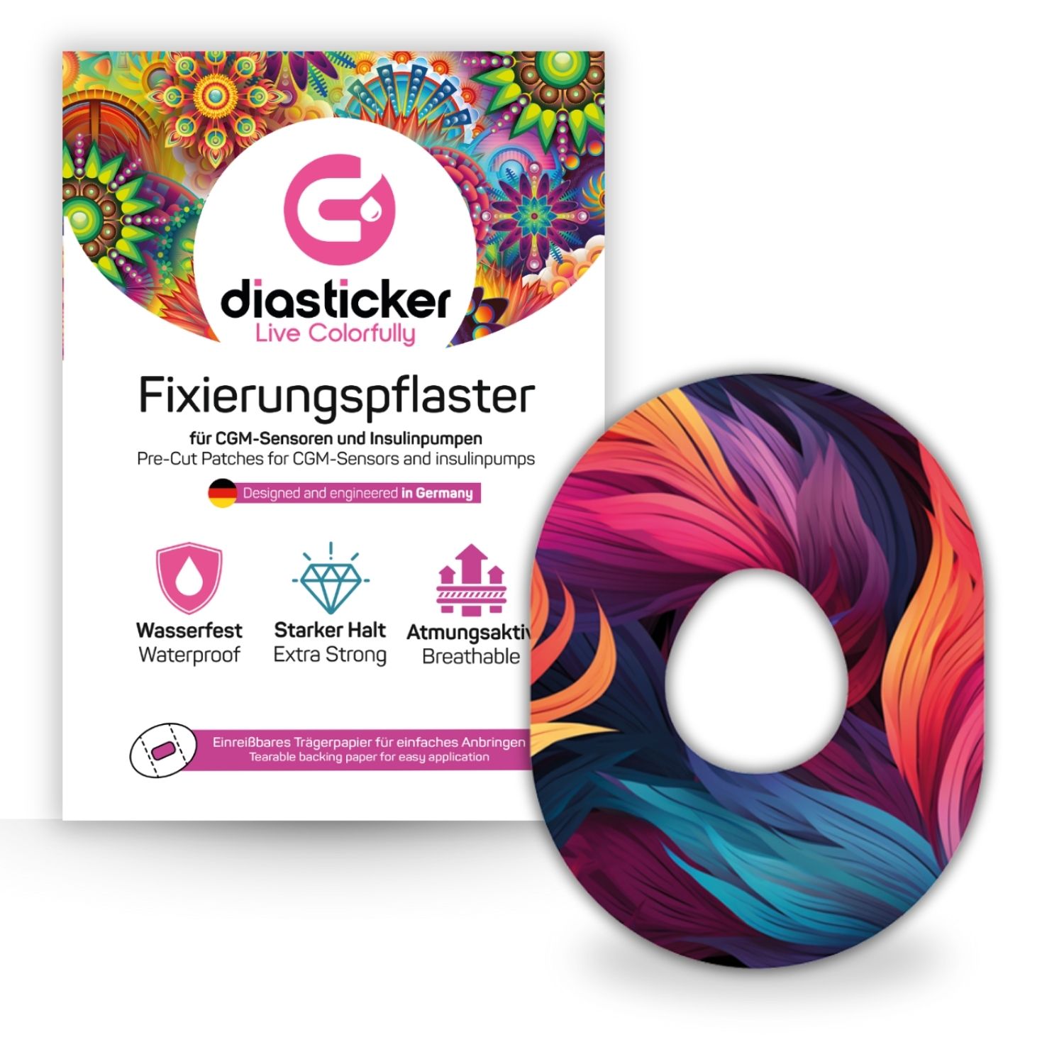 Diasticker® Dexcom G7 Fixiertapes 'Feathers' 5 St