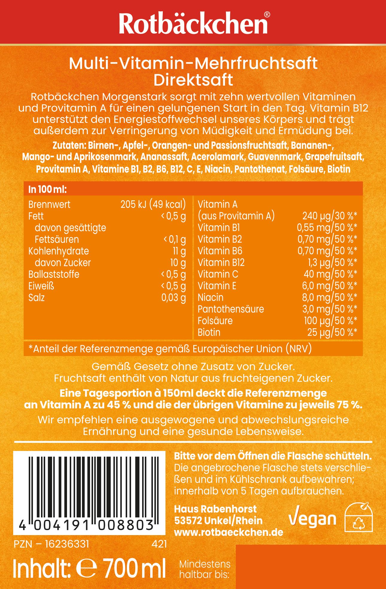 Rotbäckchen Morgenstark 6x700 ml Saft