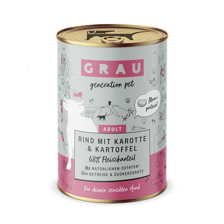 Grau Hund Rind mit Karotte & Kartoffel 6x400 g Futter