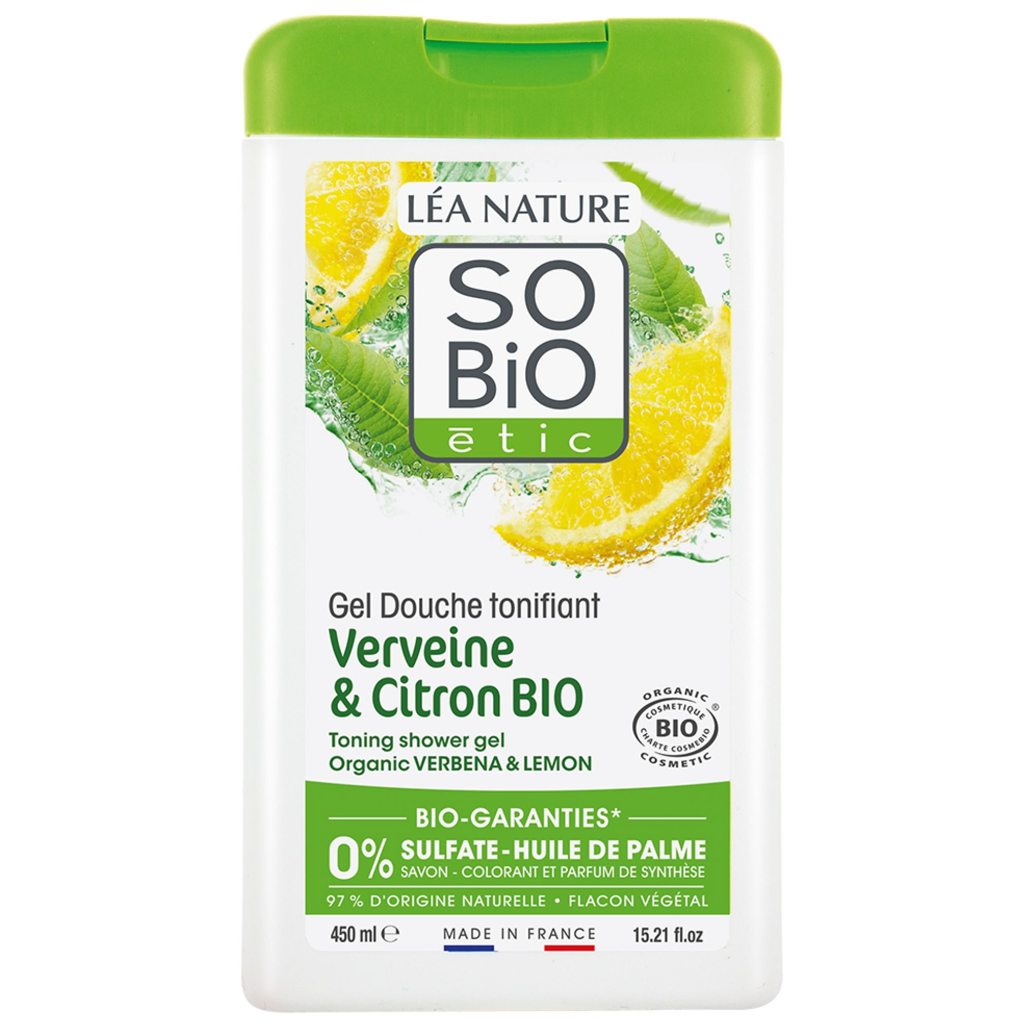 Léa Nature SO BIO étic Belebendes Duschgel Zitronenverbene & Zitrone Bio 16,5x9x4 cm