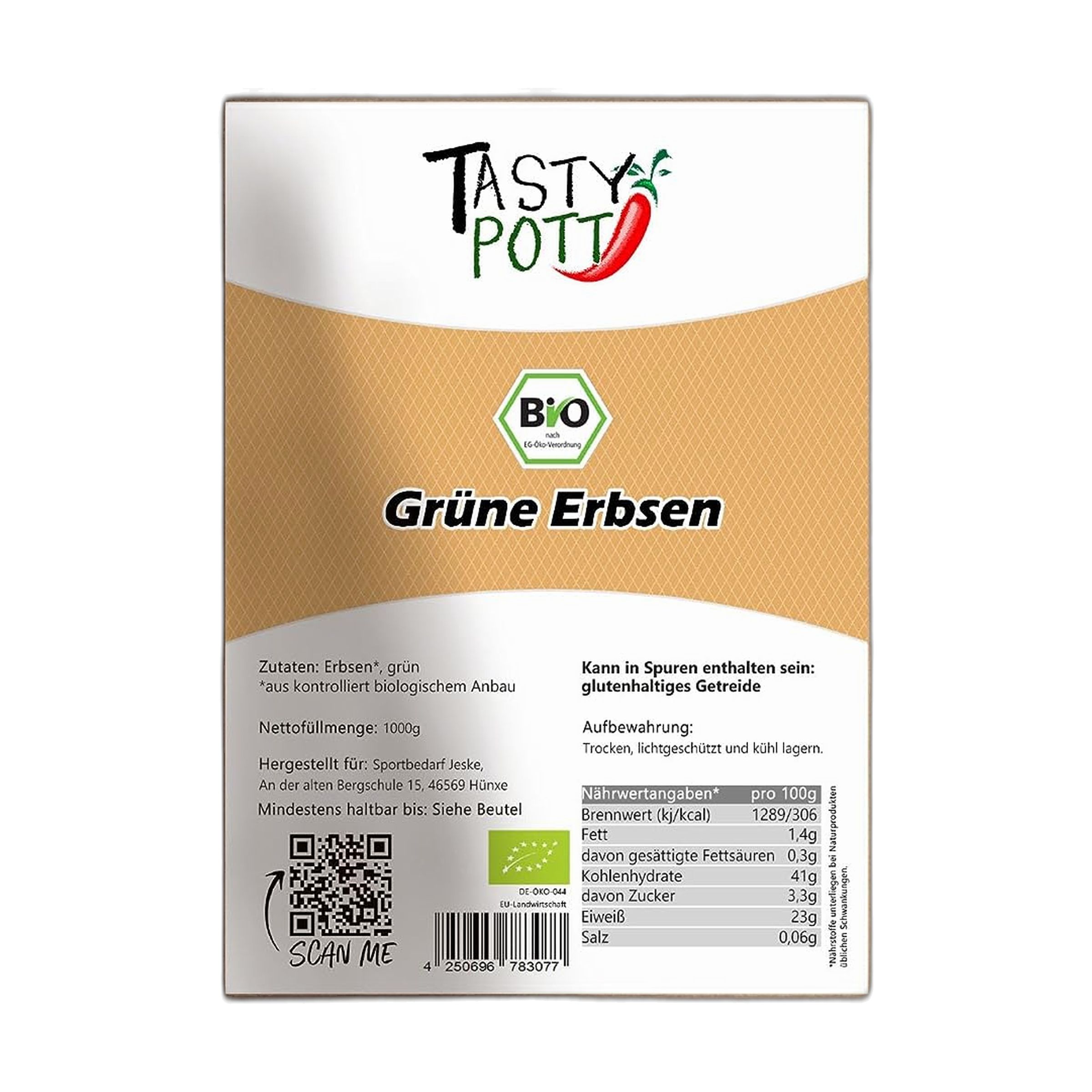 Tasty-Pott Tasty Pott bio Grüne Erbsen 1000 g