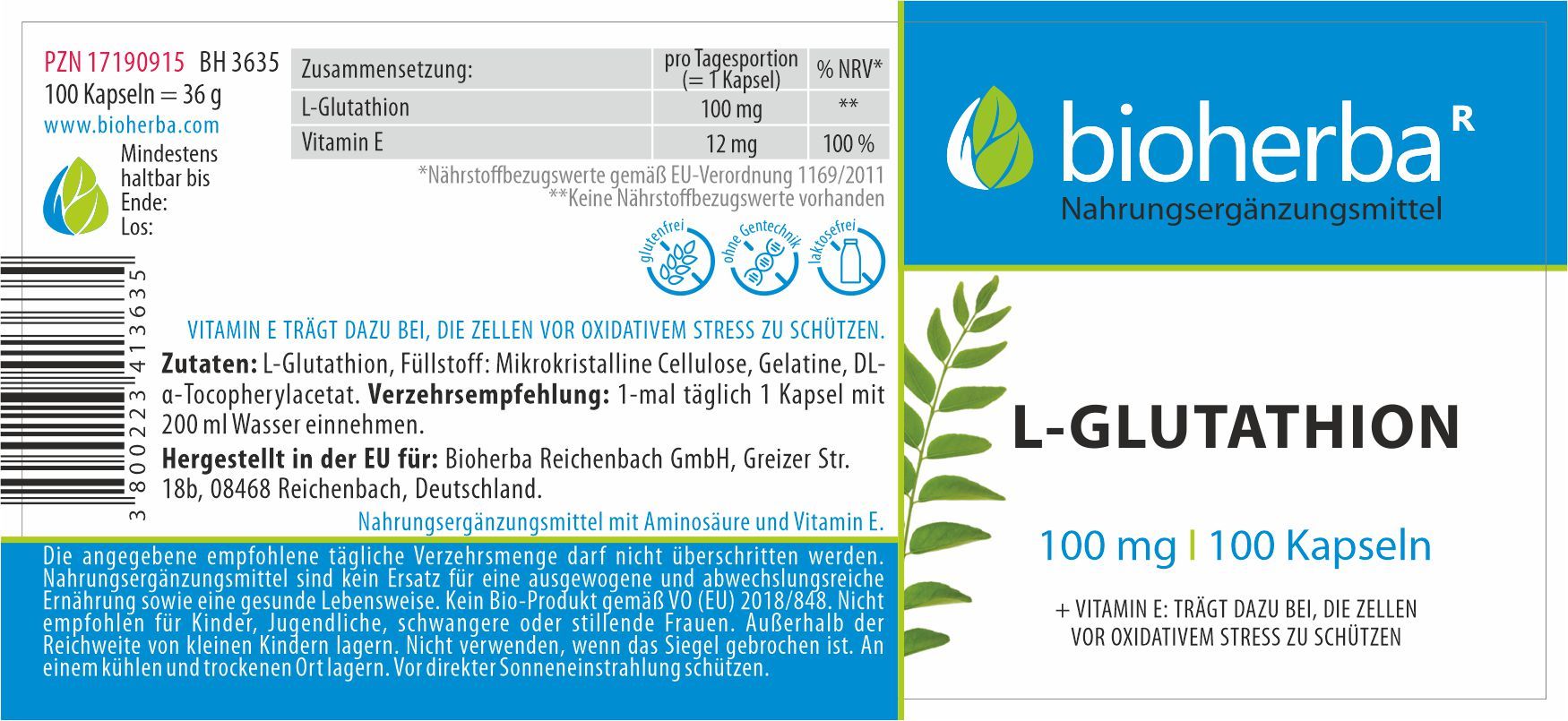 L-Glutathion 100 mg 100 Kapseln PZN 17190915