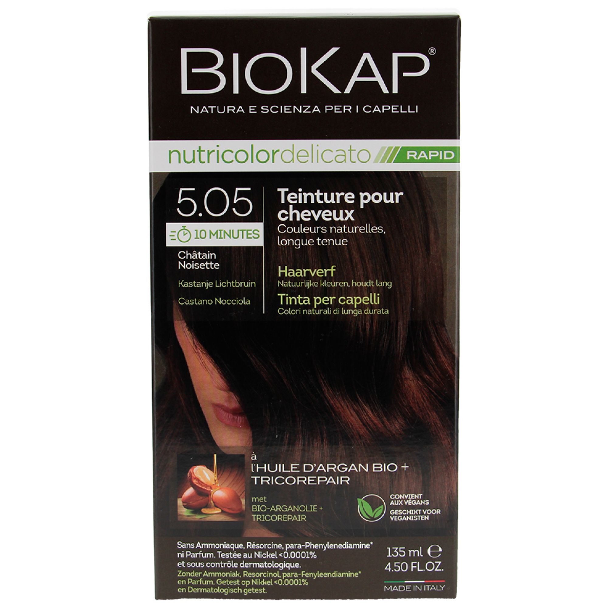 Biokap Nutricolor Delicato Rapid Haarfärbemittel (Haarfärbung : Kastanienbraun) 9x6,3x17 cm