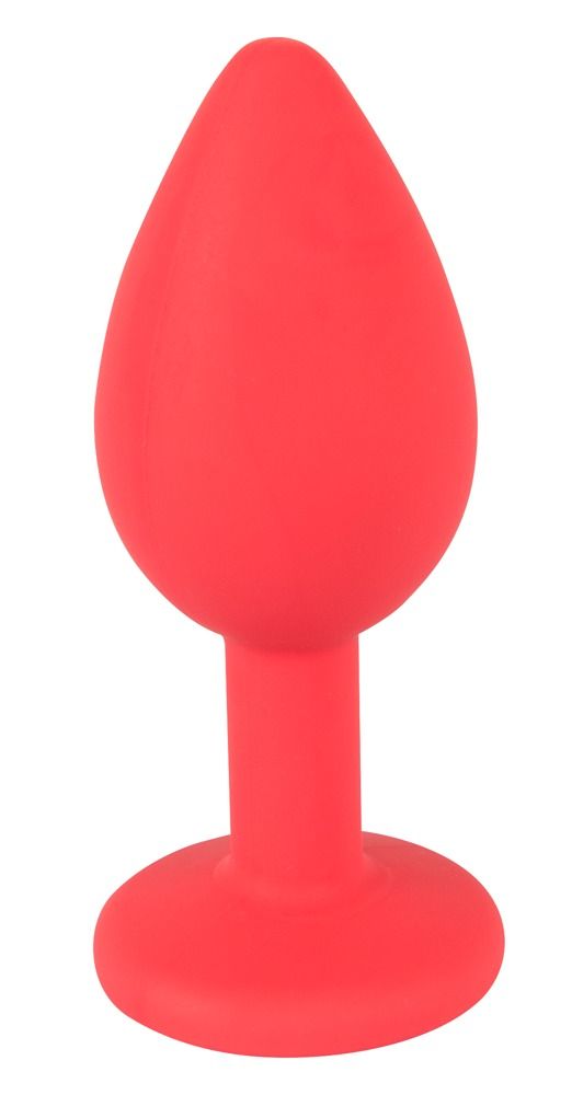 Roter Analplug. Konische Form, runde Basis. Glatte Oberfläche. Für intime Stimulation.