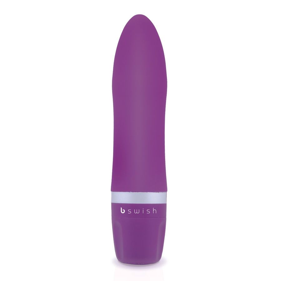 Lila Vibrator. Marke B Swish ist sichtbar.