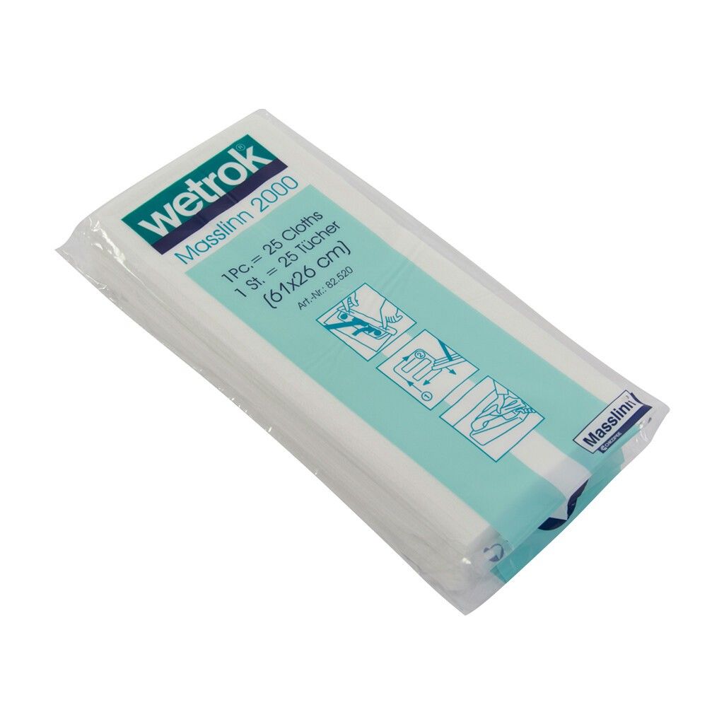 Wetrok Masslinn 2000 Staubwischtücher. Verpackung mit 25 Tüchern. Größe: 61x26 cm. Produktinformationen auf der Verpackung.