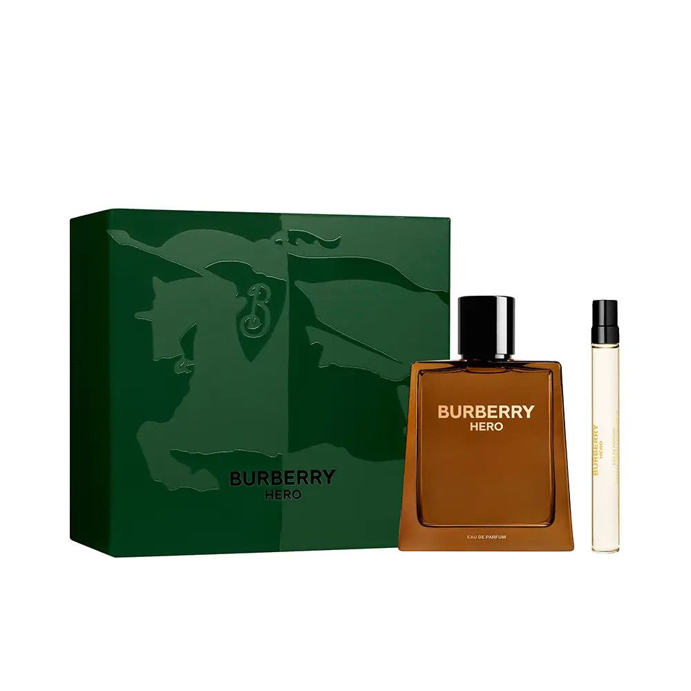Burberry Hero Eau de Parfum Geschenkset mit einer 100ml Flasche und einem 10ml Zerstäuber.
