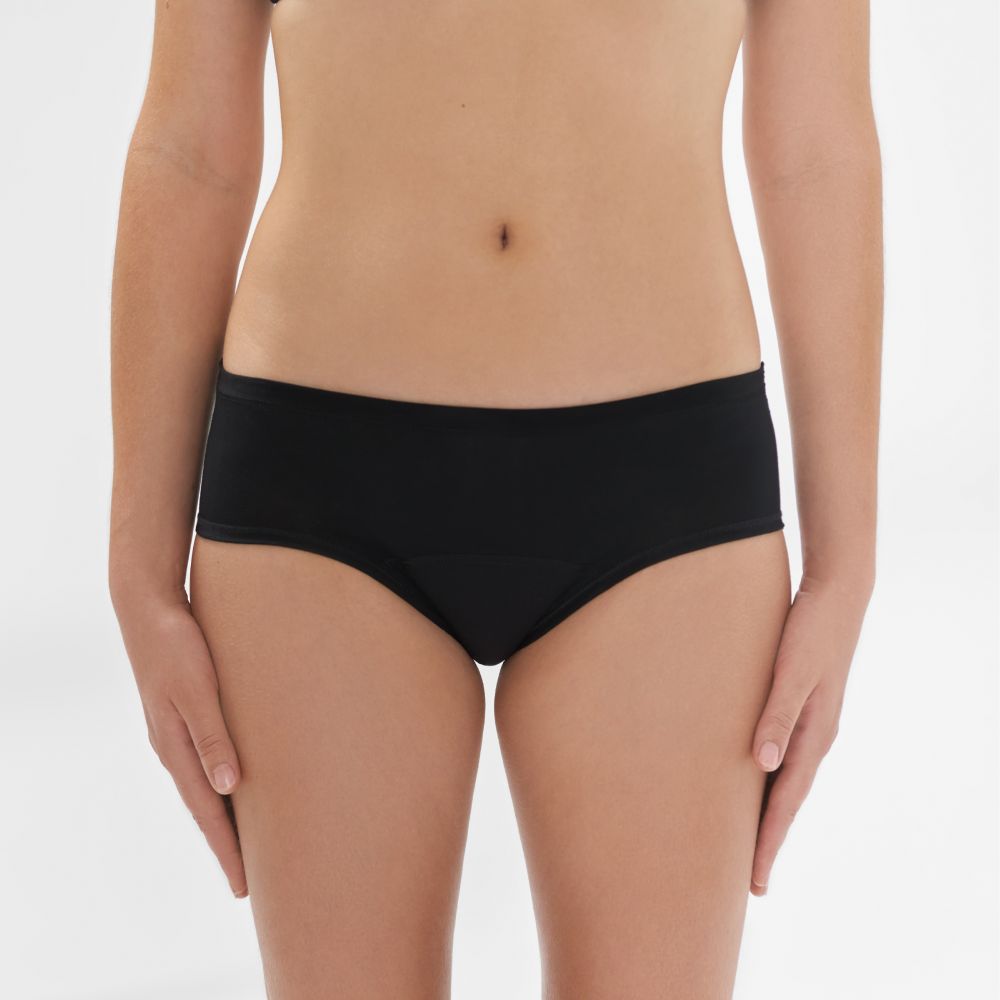 Schwarze Periodenunterwäsche. Klassisches Modell mit hohem Bund. TENCEL™ Lyocell. XL.
