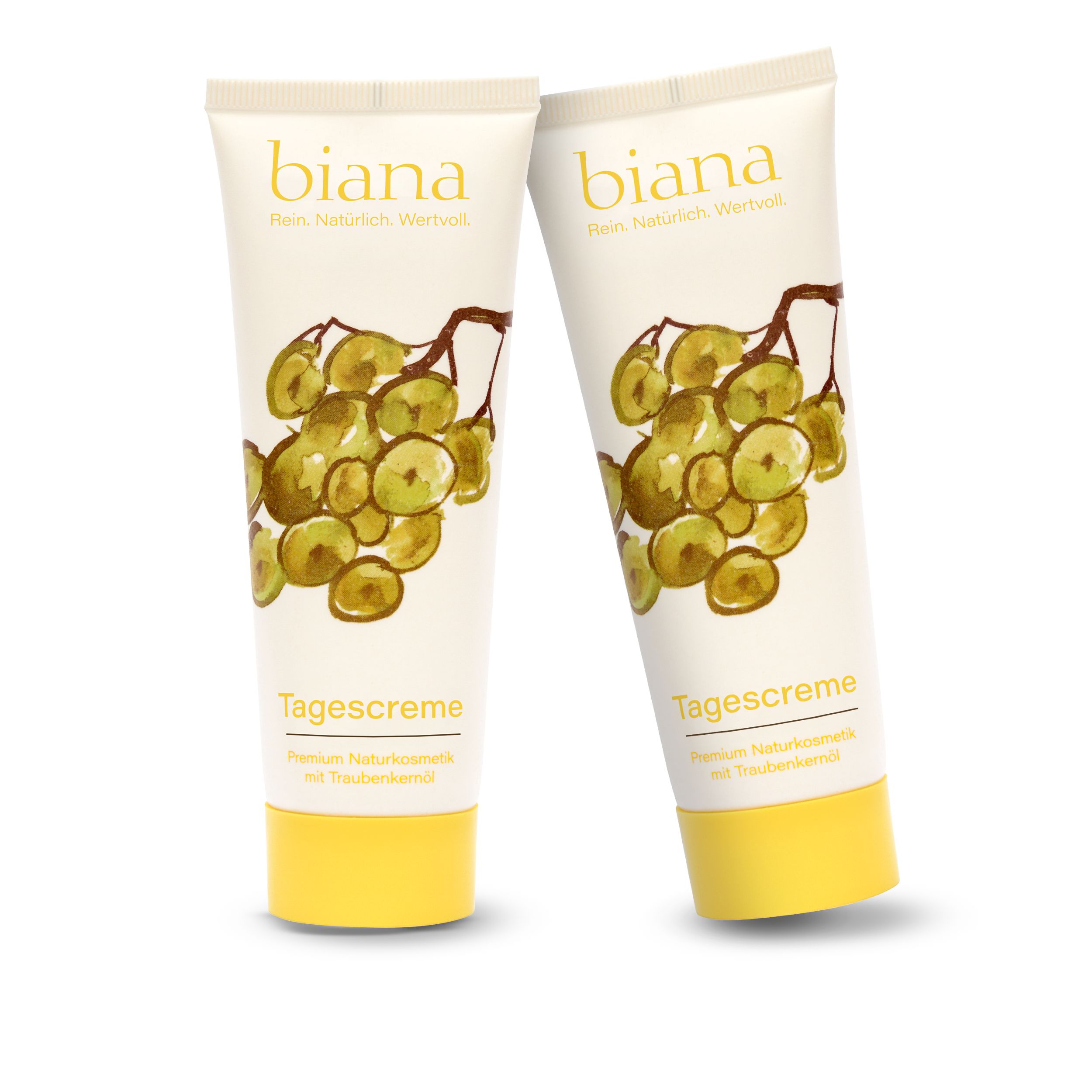 biana Tagescreme – Premium Naturkosmetik mit Traubenkernöl 2x75 ml Creme
