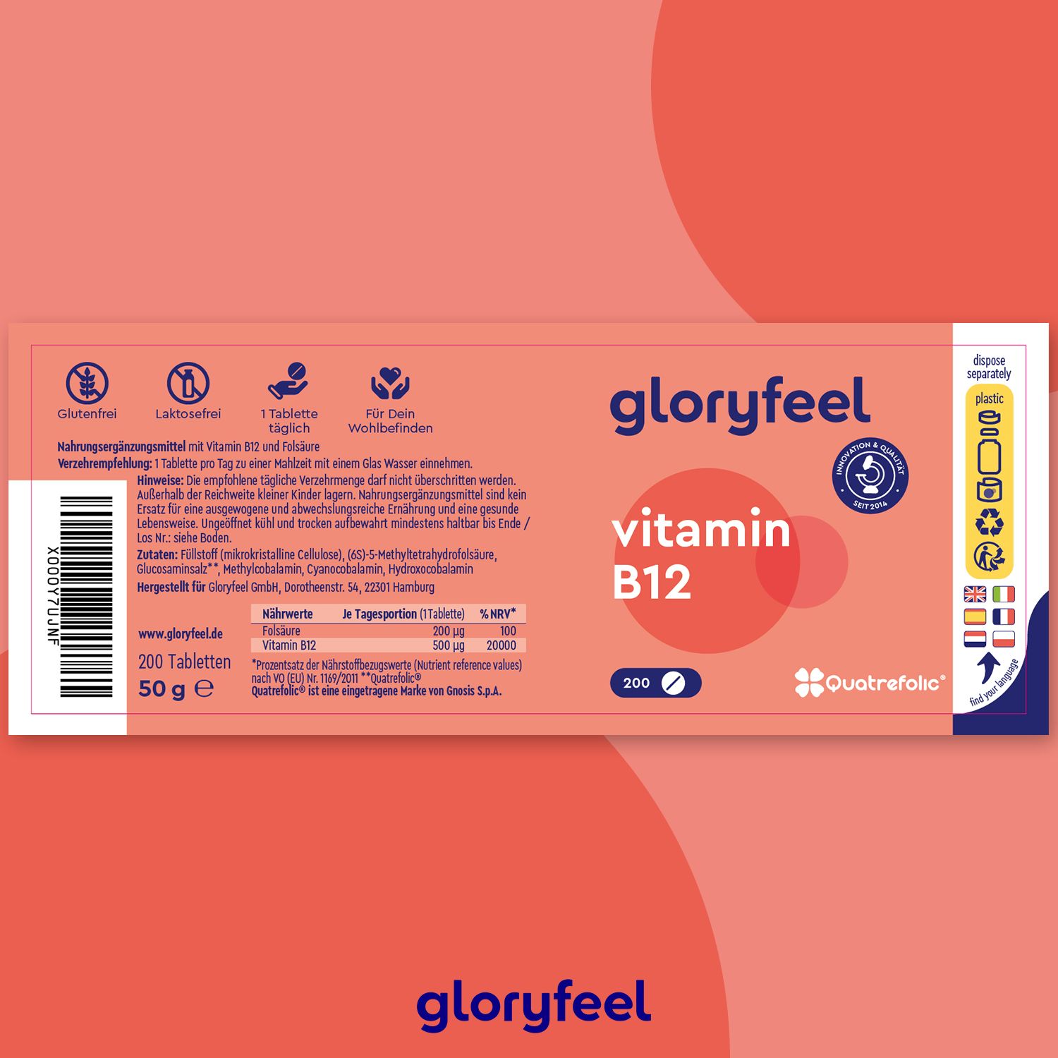 gloryfeel® Vitamin B12 Nature 200 St Kapseln