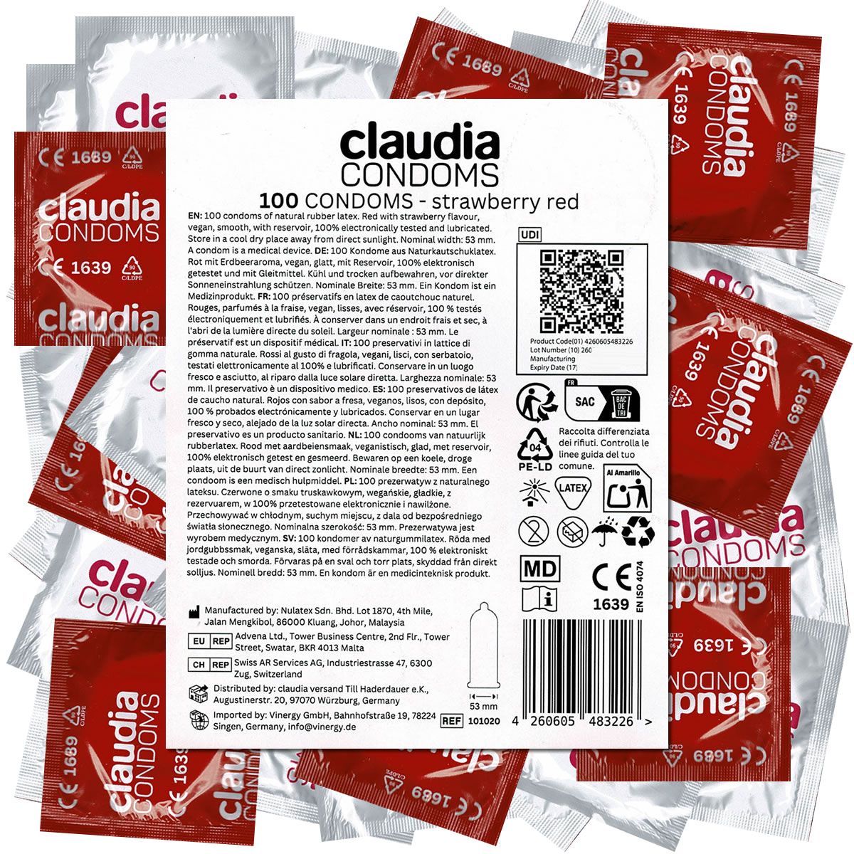 claudia *Strawberry Red* 100 St Kondome