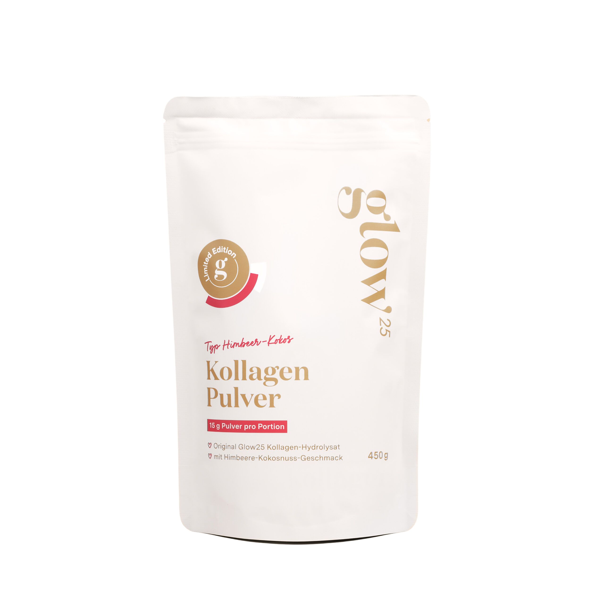 Glow25® Collagen Pulver - Himbeer-Kokos - Premium Kollagen Hydrolysat