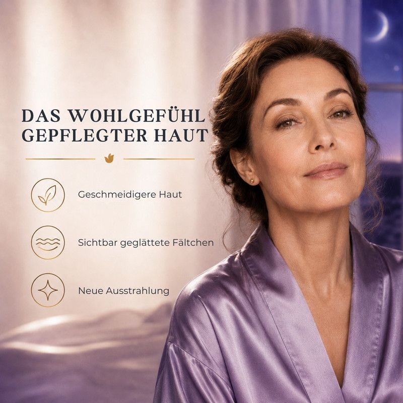 Frau trägt Talia Age Defying Nachtcreme auf.