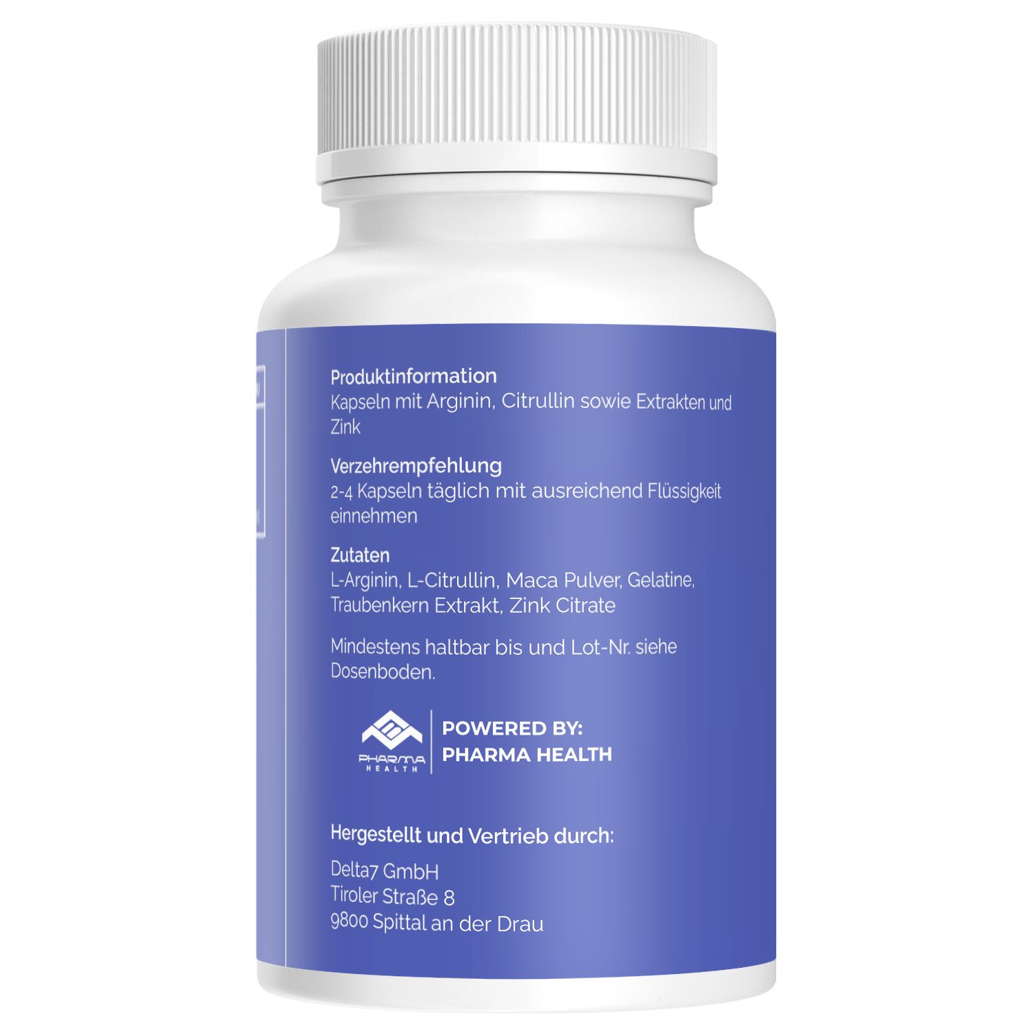 Rückseite einer Flasche Testo Booster mit Produktinformationen und Inhaltsstoffen.