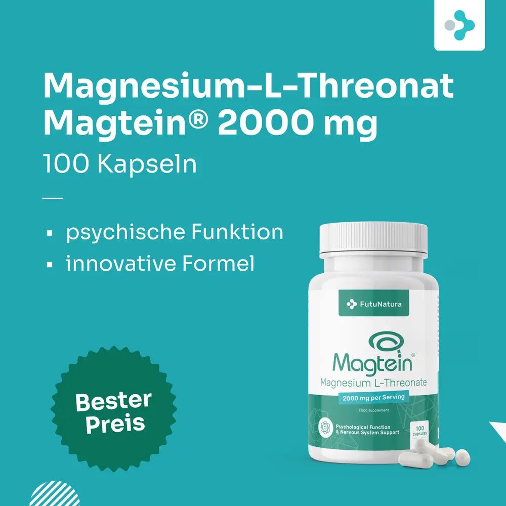 FutuNatura Magnesium L-Threonat Magtein® 2000 mg – Patentierte Spezialform für Nerven & Psyche