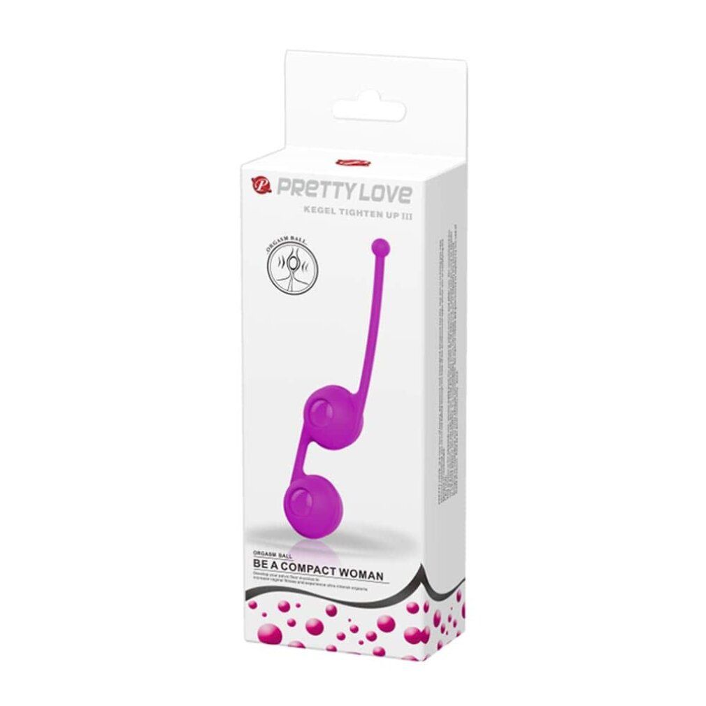 Produktverpackung mit Kegel-Kugeln. Marke und Produktname sind sichtbar. Weißer Karton mit lila Akzenten.