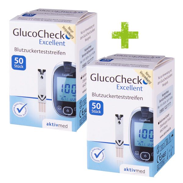 GlucoCheck Excellent Blutzuckerteststreifen, 100 Stück
