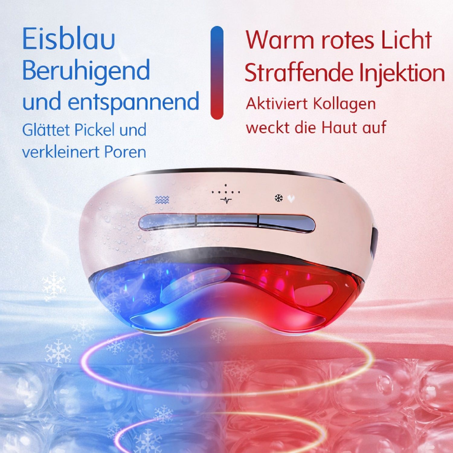 COOL-i Warm & Kalt Beautygerät mit LED & EMS, Kabelloses Massagegerät für Gesicht & Hals