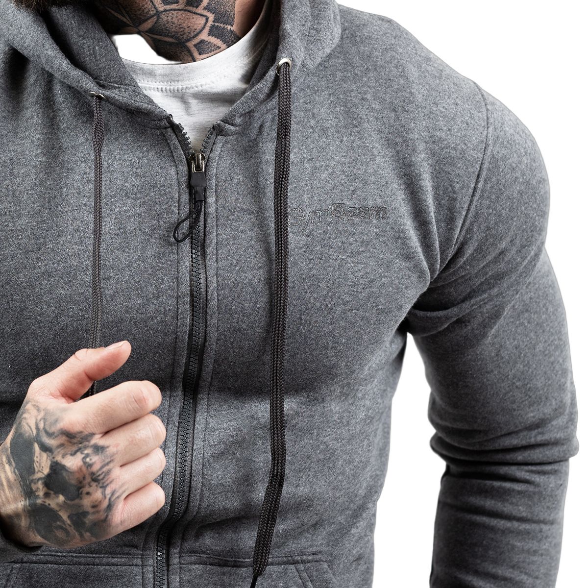 GymBeam Hoodie Herren Regular mit Reißverschluss Grey Black