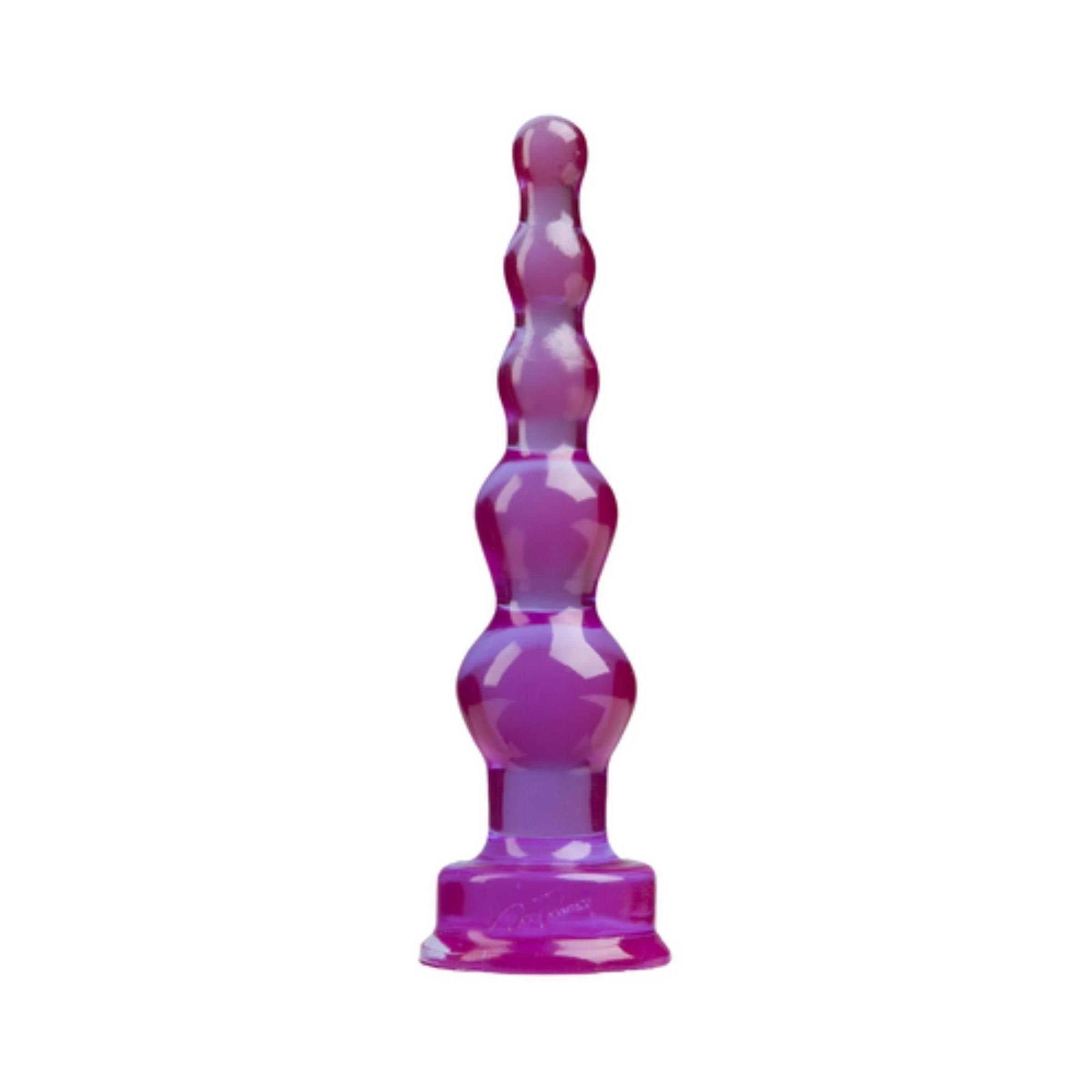 Lila Anal Tool. Perlenförmig, mit breiter Basis. Material: transparent.