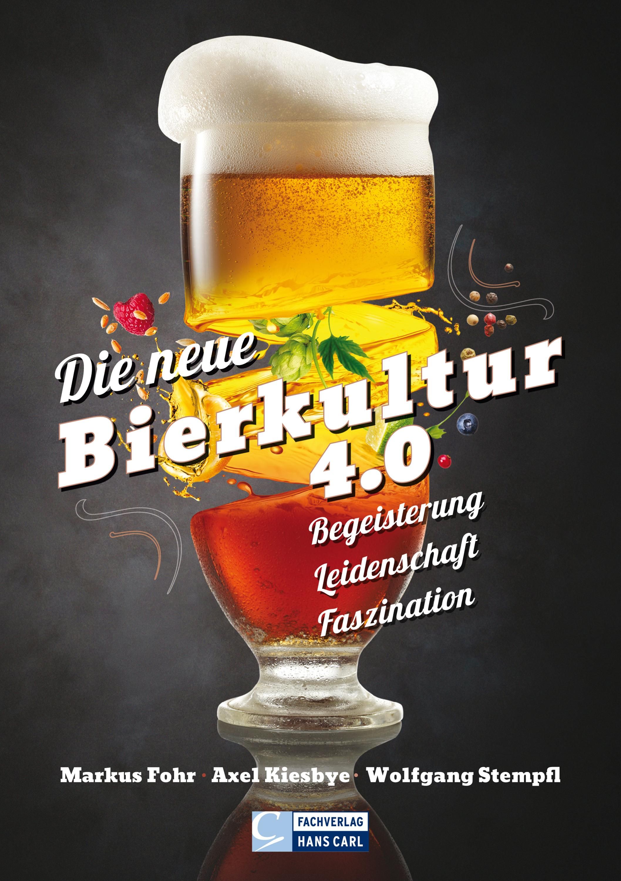 Buchcover mit Biergläsern und Schriftzug "Die neue Bierkultur 4.0". Autorennamen und Verlagslogo unten.