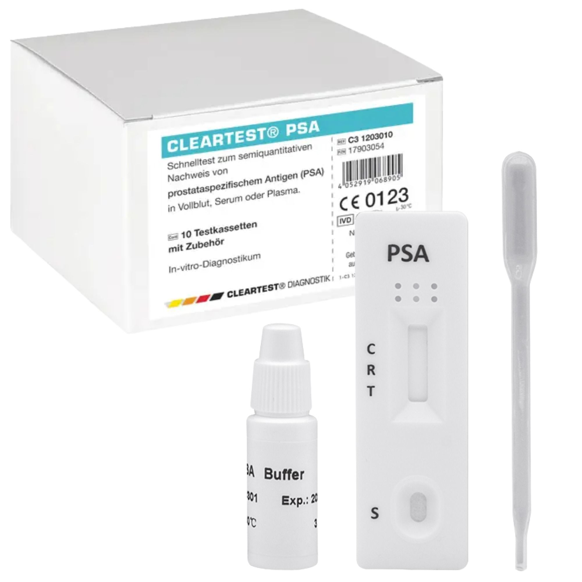 Cleartest PSA-Schnelltest Prostatakrebs-Früherkennung 10 St Kombipackung