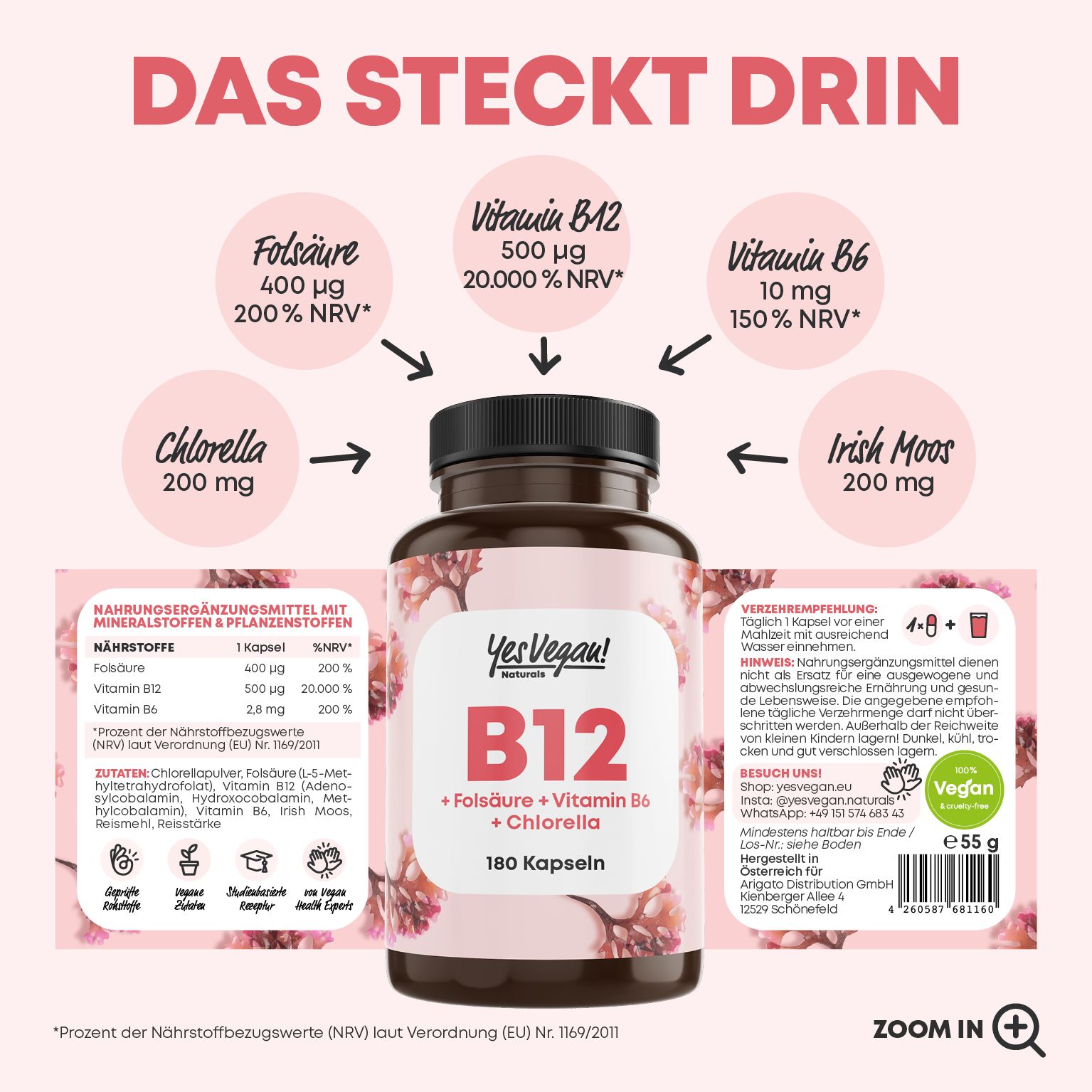 Yes Vegan® Vitamin B12 hochdosiert - Kapseln 3x55 g