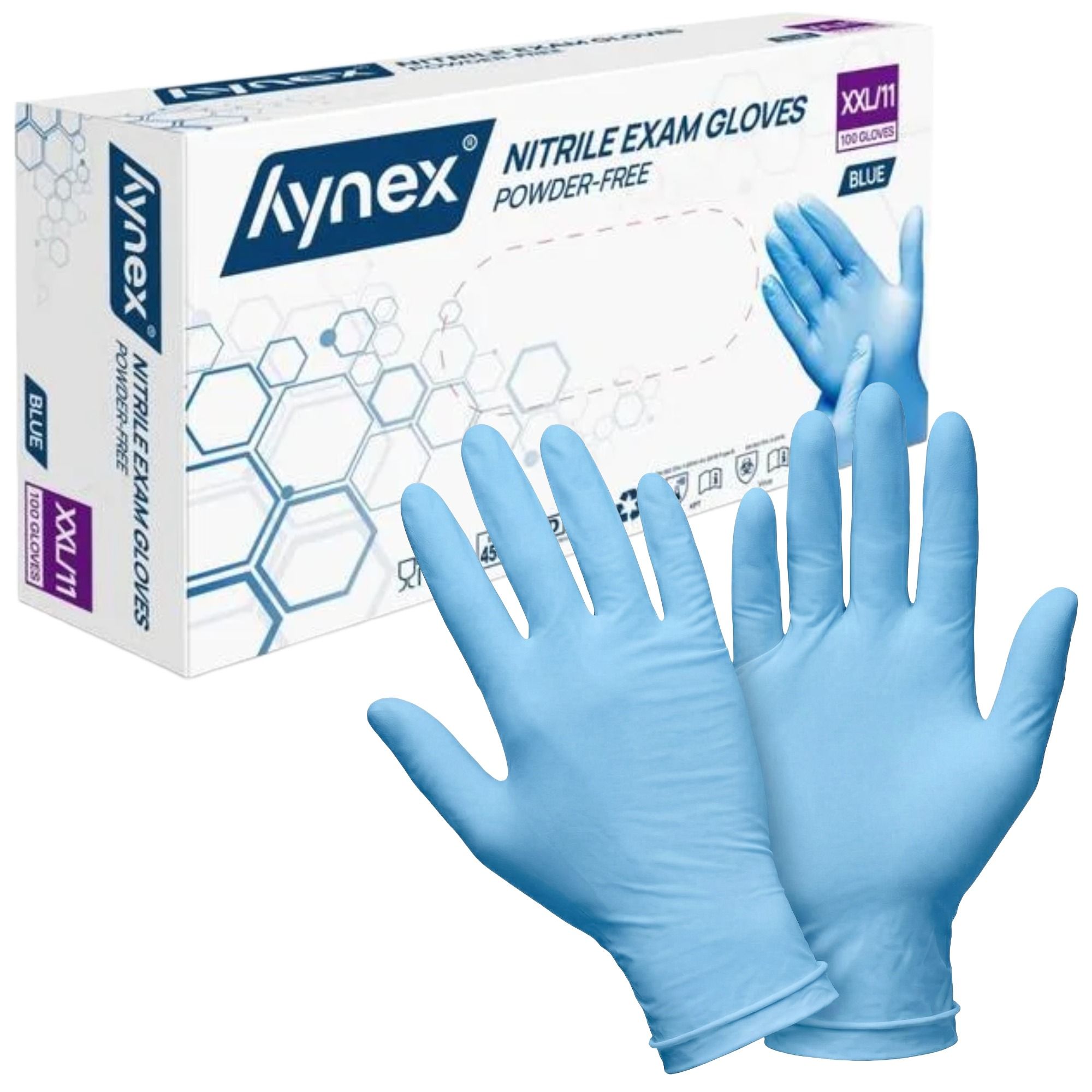 Hynex Nitrilhandschuhe blau puderfrei latexfrei Einweghandschuhe Größe XXL