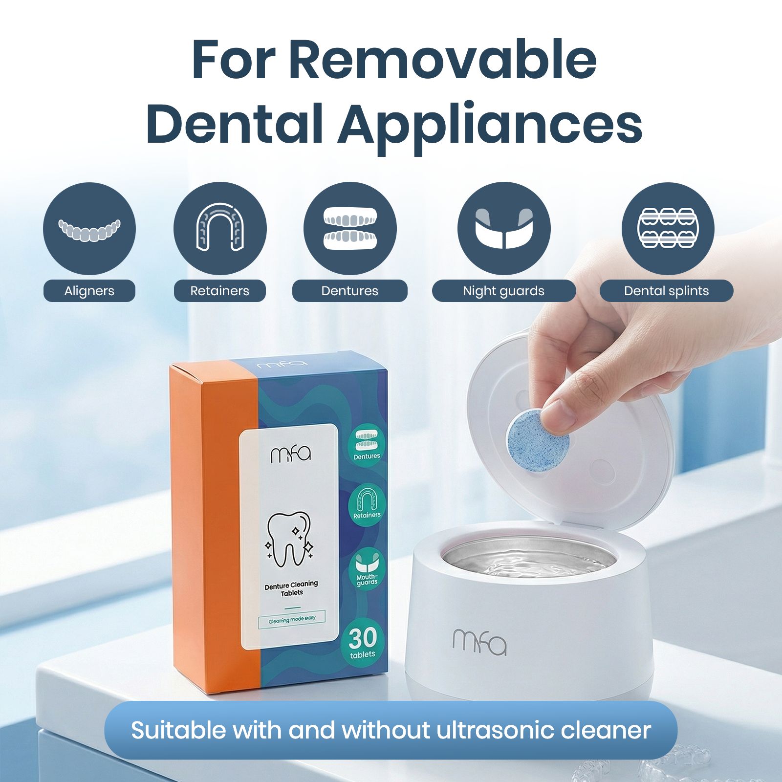 mfa® Reinigungstabletten für Zahnprothesen, Retainer & Aligner