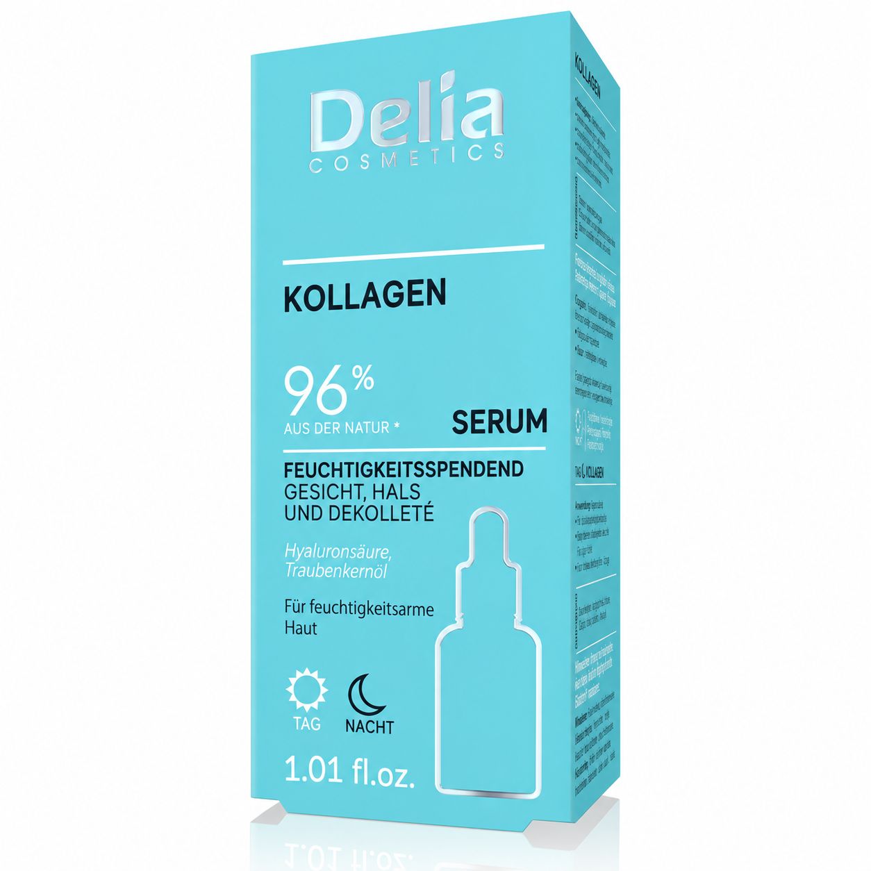 Delia Cosmetics Kollagen Serum. 96% aus der Natur. Feuchtigkeitsspendend für Gesicht, Hals und Dekolleté. 1.01 fl.oz.