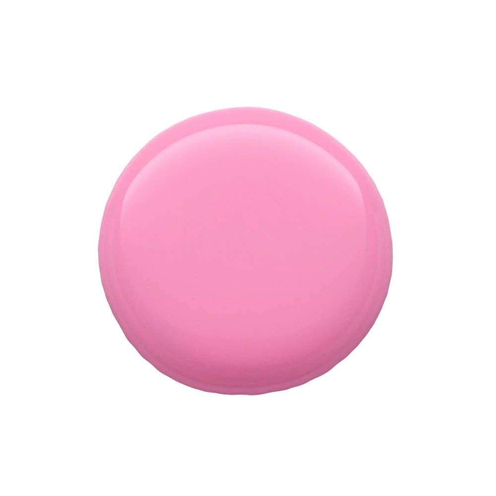 Kreisförmiger, glänzender rosa Nagellack. Keine Verpackung oder Marke sichtbar.