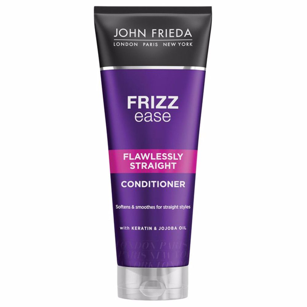 Tube Conditioner. Marke John Frieda. Frizz Ease Flawlessly Straight. Lila, pink und weiß. Mit Keratin & Jojoba Öl.